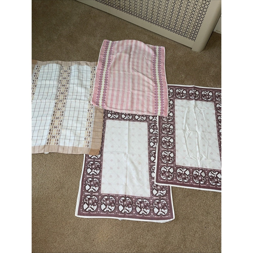 Lot Vintage Tea Towels Halbleinen Windmills Geometric